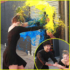 Willow Shields & Mark Ballas Have A Massive & Very Colorful Paint Fight During 'DWTS' Practice