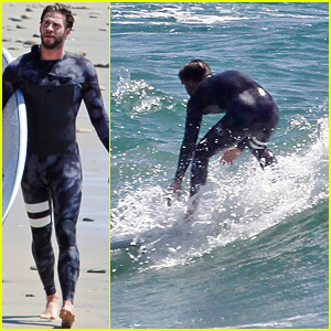 Liam Hemsworth Hits the Waves in his Wetsuit!