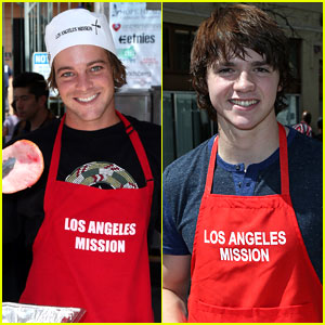 Ryan Sheckler & Joel Courtney Serve Up Meals At LA Mission For Good Friday