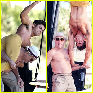 Zac Efron Balances Himself Upside Down on Robert De Niro's Arm!