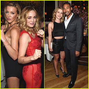Black & White Canary Reunite! Katie Cassidy & Caity Lotz Party It Up With CW at Upfront Party
