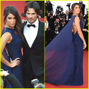 Ian Somerhalder Helps Nikki Reed With Her Dress On Cannes Red Carpet