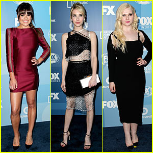 Lea Michele & Emma Roberts Doll Up For Fox Upfronts