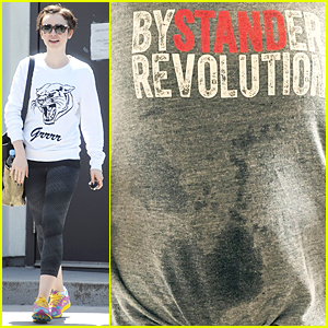 Lily Collins' Bystander Revolution Tee Is Full Of Sweat