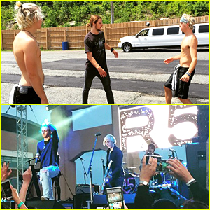 Ross & Riker Lynch Go Shirtless For Hacky Sack Game Before Scranton Weekend Concert