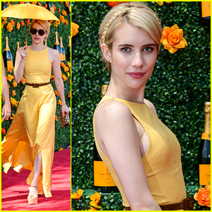 Emma Roberts Wears The Perfect Yellow Dress For Veuve Polo Classic