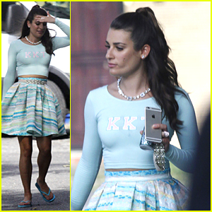 Lea Michele Shoots 'Super Scary' Scene for 'Scream Queens'