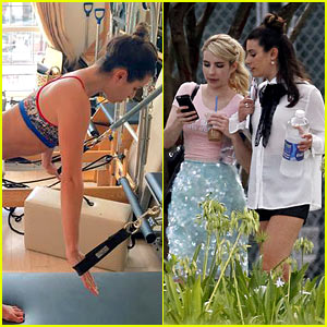 Lea Michele & Emma Roberts Get In Another 'Scream Queens' Set Day!