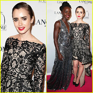 Lily Collins Has 'Remarkable Evening' with Lupita Nyongo at Lancome's 80th Anniversary!