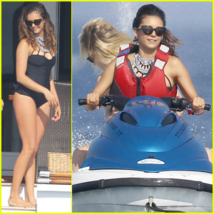 Nina Dobrev Hits the Waves While Vacationing With Friends in Saint-Tropez