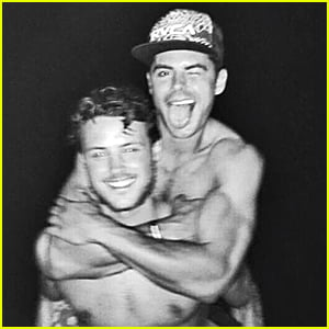 Shirtless Zac Efron Gets Piggyback Ride From Younger Brother Dylan
