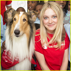Dakota Fanning Helps Inspire Kids with Lassie at Save The Children's Prep Rally!