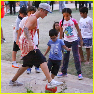 Justin Bieber Plays Soccer With Young Kids In Beverly Hills - See The Pics!