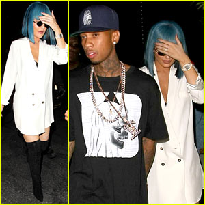 Kylie Jenner Wears Blue Wig at VMAs Party with Tyga