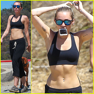 Miley Cyrus Shows Off Her Toned Abs in a Sports Bra!