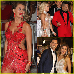 Carlos & Alexa PenaVega Stand Out In Red During 'DWTS' Flash Mob Opening Number Filming - See All The Pics!