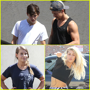 Derek Hough & Emma Slater Grab Yogurt With DWTS Troupe Before Practice with Hayes Grier & Bindi Irwin