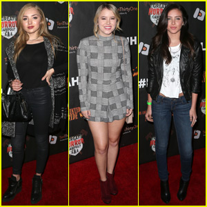 Peyton List & Taylor Spreitler Check Out L.A.'s Haunted Hayride With Ryan Newman