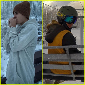 Justin Bieber Goes Snowboarding for the Thanksgiving Holiday Weekend!
