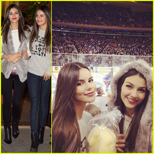 Victoria Justice Hits Up a New York Rangers Game With Her Sister Madison!