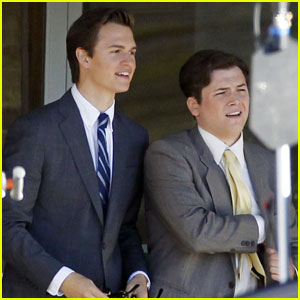Ansel Elgort Suits Up for 'Billionaire Boys Club' Filming With Taron Egerton