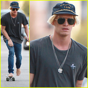 Cody Simpson Goes Skateboarding Barefoot