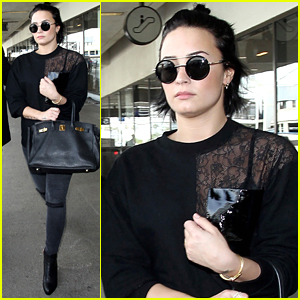 Demi Lovato Returns To LA After Performing at Hillary Clinton's Rally in Iowa