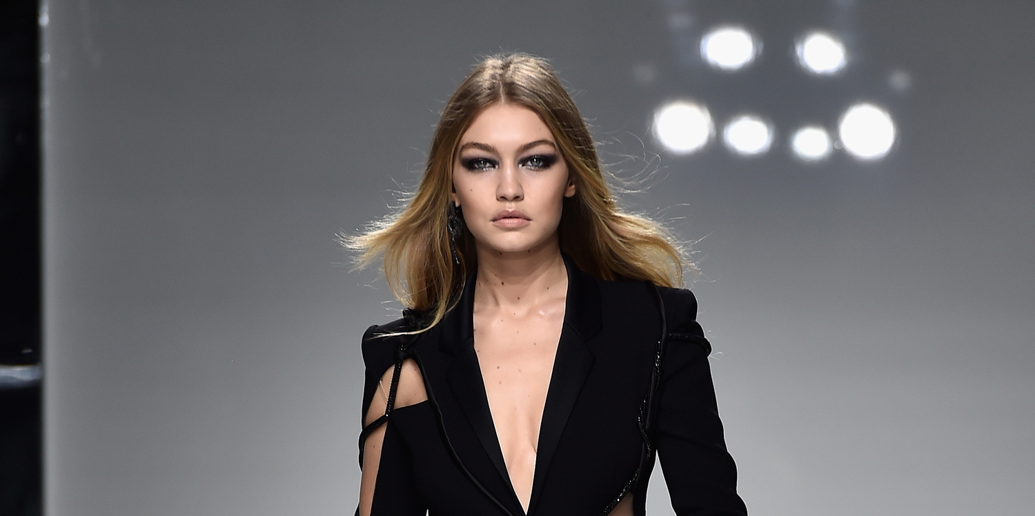 Gigi Hadid & Irina Shayk Slay the Versace Runway During Paris Fashion Week:  Photo 3559408, Behati Prinsloo, Gigi Hadid, Irina Shayk, Joan Smalls, Lara  Stone, Rita Ora, Rosie Huntington-Whiteley Photos