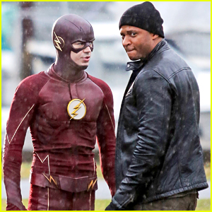 Grant Gustin Films 'The Flash' In The Rain After Golden Globes Weekend