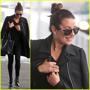 Lea Michele Rocks an All Black Look at JFK Airport