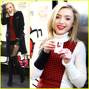 Peyton List Sips Pink Hot Chocolate At Hello Kitty by OPI Collection Launch