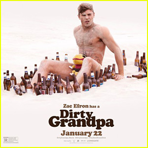 Zac Efron Goes Shirtless on the Beach for 'Dirty Grandpa' Poster!