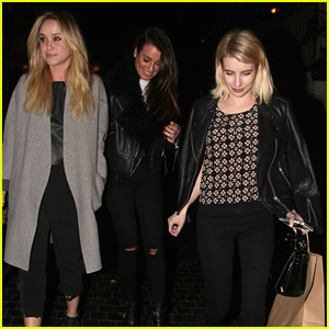 Emma Roberts Dines Out With Lea Michele & Becca Tobin