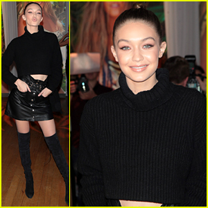 Gigi Hadid Sports High Pony & Leather at Sports Illustrated Event!