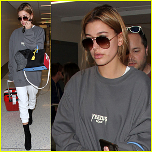 Hailey Baldwin Lands at LAX After A Successful NYFW