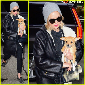 Jennifer Lawrence Bundles Up With Dog Pippi in New York