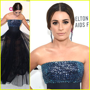 Lea Michele Shows Off Her Glam Look at EJAF's Annual Oscar Viewing Party