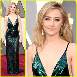 Saoirse Ronan Green Sequin V-neck Fit-n-flare Gown - Xdressy