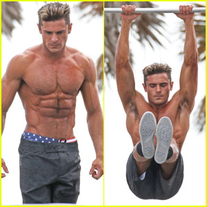 Zac Efron Puts His Chiseled Abs on Display for 'Baywatch' Obstacle Course