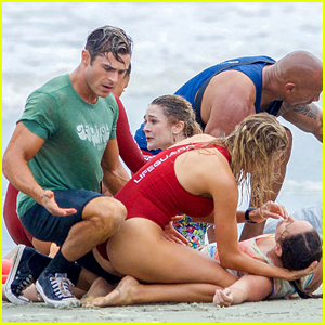 Zac Efron Pretends to Save Kids From Drowning for 'Baywatch'