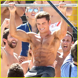 Zac Efron & Dwayne Johnson Face Off in Pull Up Contest on 'Baywatch' Set