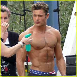 Zac Efron's Shirtless Body Gets All Misted Down for 'Baywatch'!