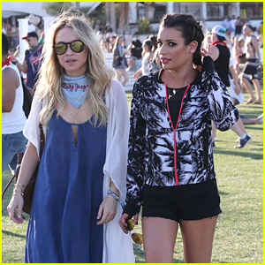 Lea Michele Wears Workout Gear at Coachella 2016 with Becca Tobin