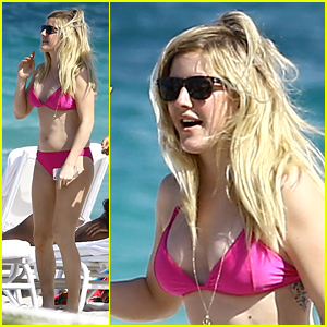 Ellie Goulding Is Pretty in Pink for Beachside Bikini Hangout
