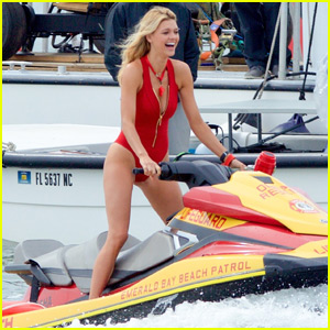Kelly Rohrbach Takes a Jet Ski For a Spin on 'Baywatch' Set