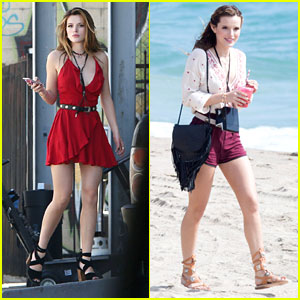 Bella Thorne Wears Red Hot Dress on 'You Get Me' Set