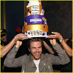 Derek Hough Wears Birthday Cake On His Head
