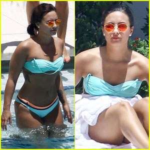 Demi Lovato Lounges by the Pool in Her Bikini