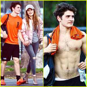 Gregg Sulkin Goes Shirtless at Soccer Game With Bella Thorne