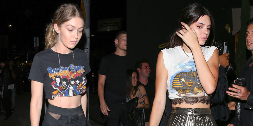 Gigi Hadid & Kendall Jenner Match in Rock Band Crop Tops!: Photo